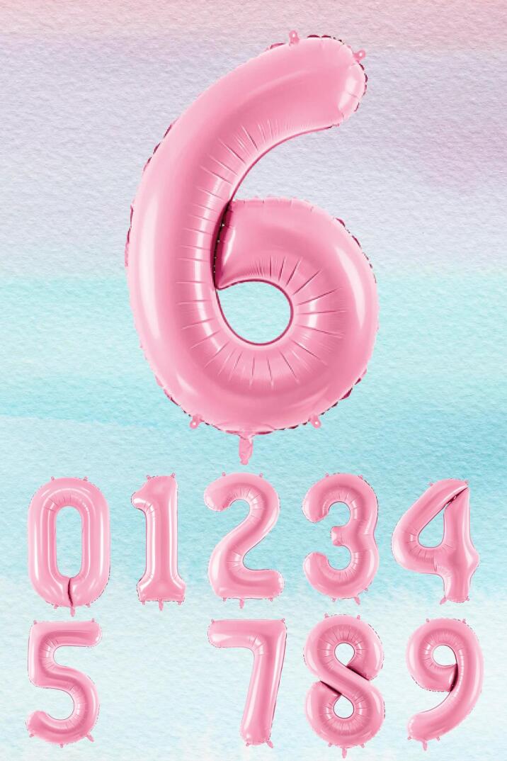 Pembe Rakam Balonlar 75cm Dev Uçan Sayı Balon - 7