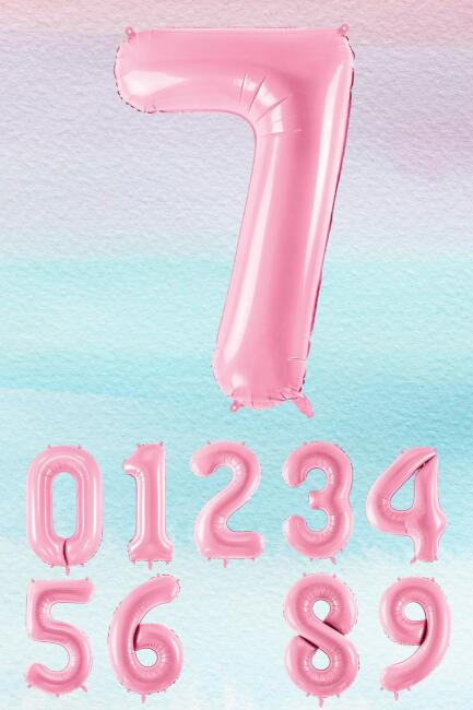 Pembe Rakam Balonlar 75cm Dev Uçan Sayı Balon - 8