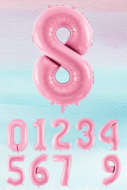 Pembe Rakam Balonlar 75cm Dev Uçan Sayı Balon - 9