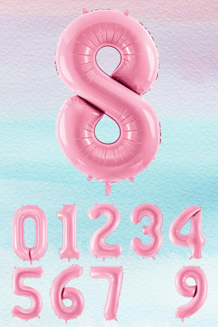 Pembe Rakam Balonlar 75cm Dev Uçan Sayı Balon - 9