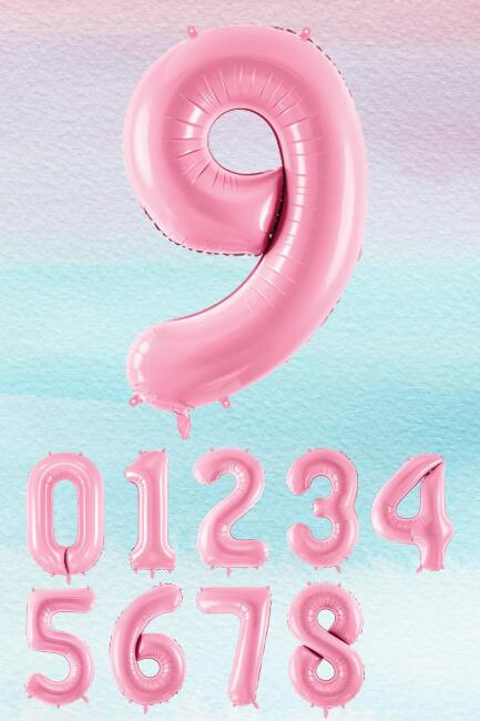 Pembe Rakam Balonlar 75cm Dev Uçan Sayı Balon - 10