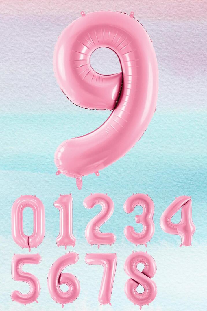 Pembe Rakam Balonlar 75cm Dev Uçan Sayı Balon - 10