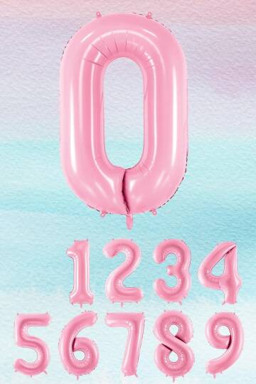 Pembe Rakam Balonlar 75cm Dev Uçan Sayı Balon - 1