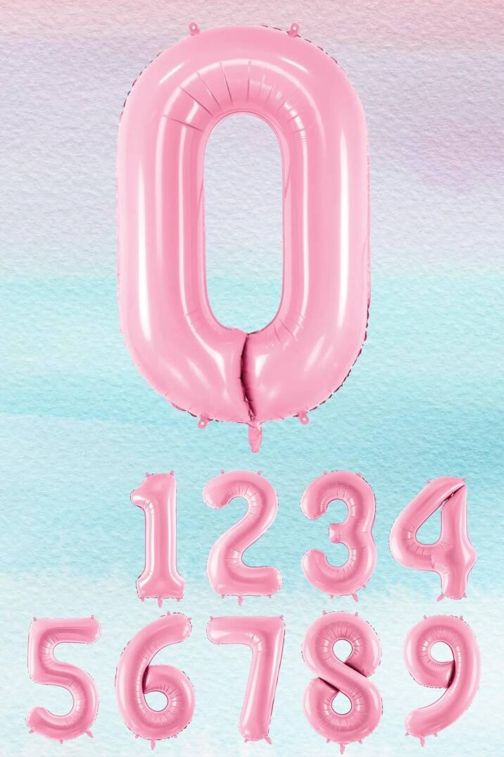 Pembe Rakam Balonlar 75cm Dev Uçan Sayı Balon - 1