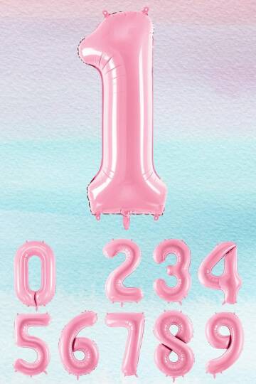 Pembe Rakam Balonlar 75cm Dev Uçan Sayı Balon - 2