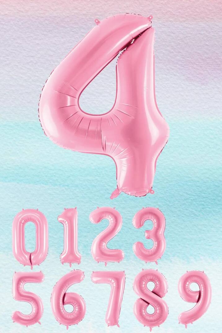 Pembe Rakam Balonlar 75cm Dev Uçan Sayı Balon - 5