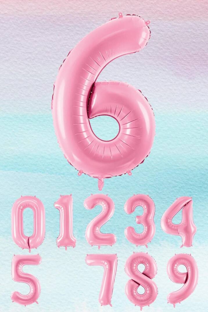 Pembe Rakam Balonlar 75cm Dev Uçan Sayı Balon - 7