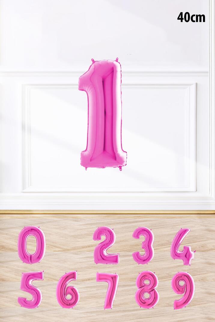 Pembe Renk Rakam Folyo Balon Pembe Yaş Balonu Sayı Balonlar 16 inç 40 cm - 1