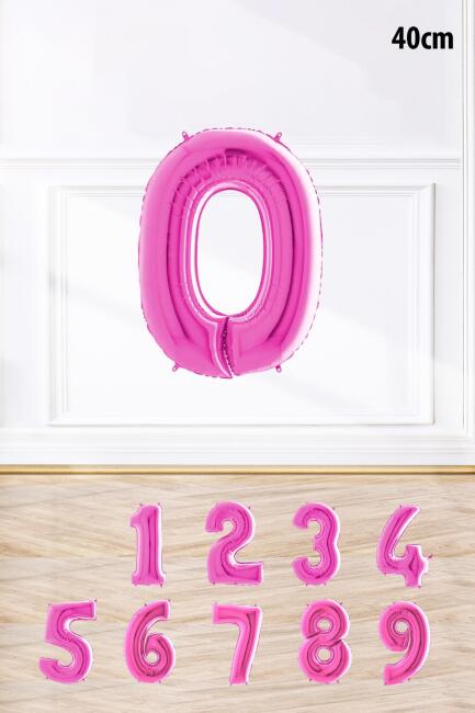 Pembe Renk Rakam Folyo Balon Pembe Yaş Balonu Sayı Balonlar 16 inç 40 cm - 2