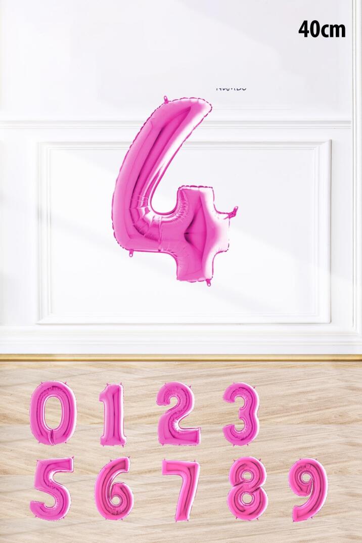 Pembe Renk Rakam Folyo Balon Pembe Yaş Balonu Sayı Balonlar 16 inç 40 cm - 5
