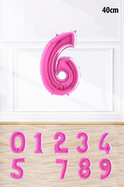 Pembe Renk Rakam Folyo Balon Pembe Yaş Balonu Sayı Balonlar 16 inç 40 cm - 7