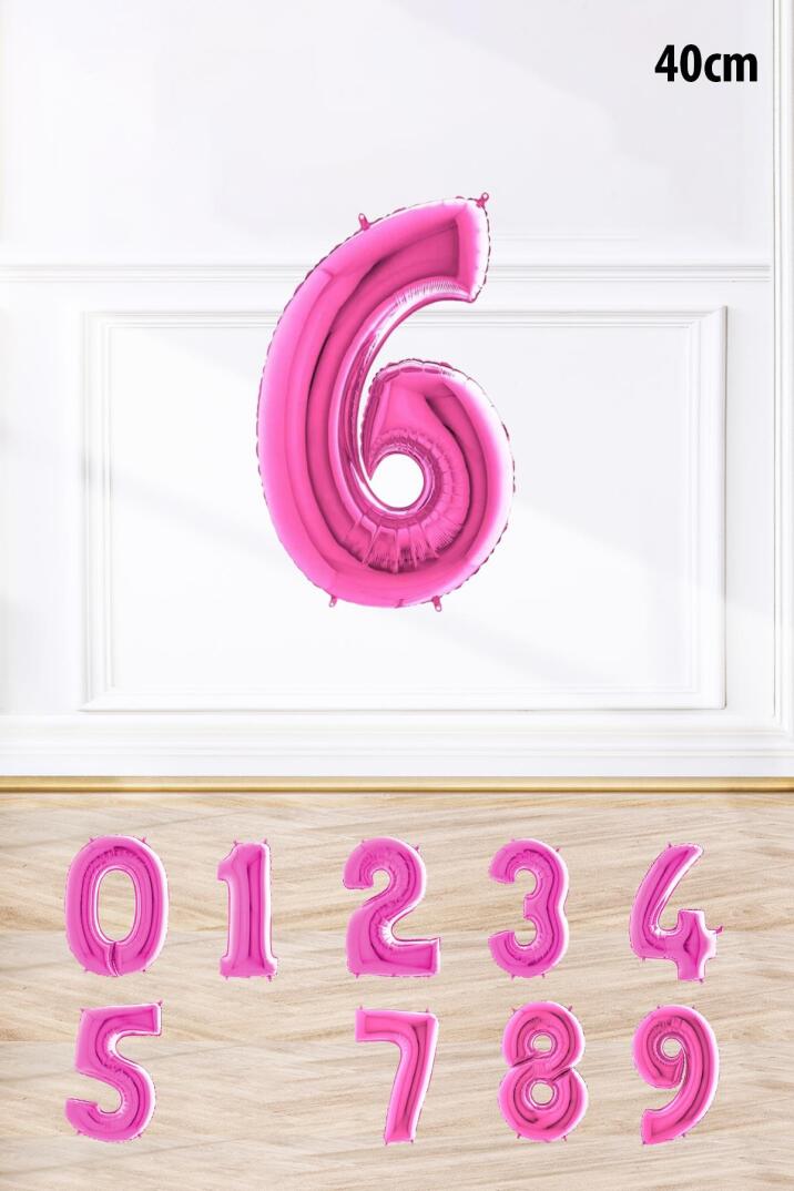 Pembe Renk Rakam Folyo Balon Pembe Yaş Balonu Sayı Balonlar 16 inç 40 cm - 7