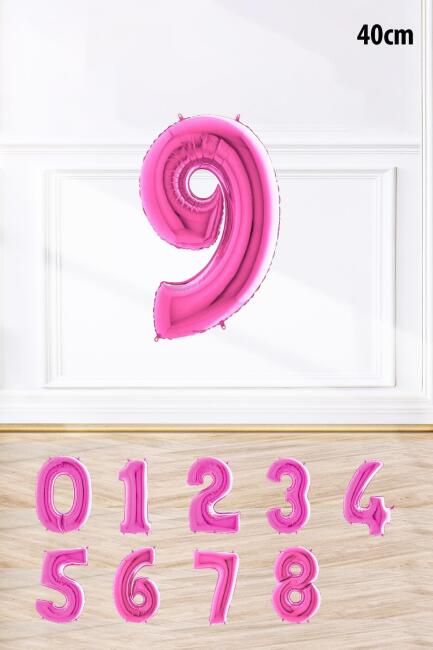 Pembe Renk Rakam Folyo Balon Pembe Yaş Balonu Sayı Balonlar 16 inç 40 cm - 10