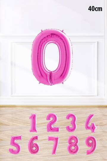 Pembe Renk Rakam Folyo Balon Pembe Yaş Balonu Sayı Balonlar 16 inç 40 cm - 2