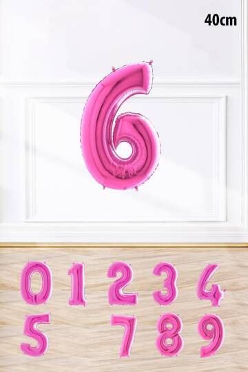Pembe Renk Rakam Folyo Balon Pembe Yaş Balonu Sayı Balonlar 16 inç 40 cm - 6
