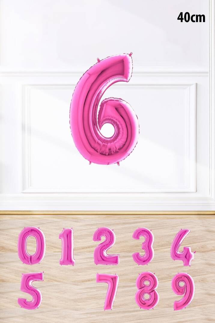 Pembe Renk Rakam Folyo Balon Pembe Yaş Balonu Sayı Balonlar 16 inç 40 cm - 6