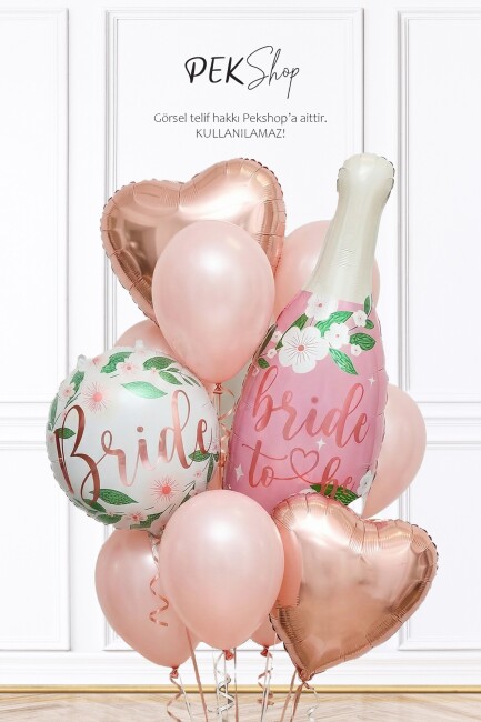 Pembe Rose Tema Bride To Be Parti Balon Süsleme Seti Set264 - 1