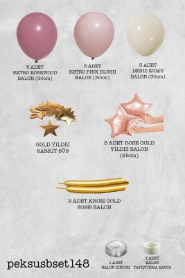 Pembe Uzay Konsept Balon Zinciri Seti - 2