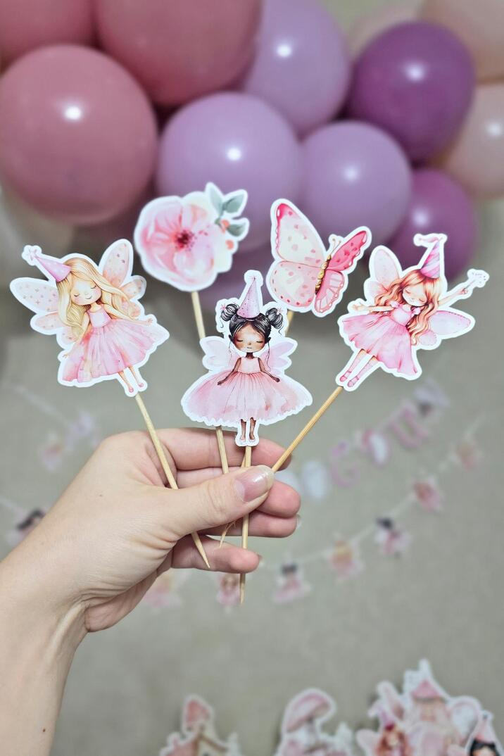 Peri Kızı Tema Kürdan Süsleri Cupcake Süsleri Lüks Büyük Boy 10lu Paket - 1