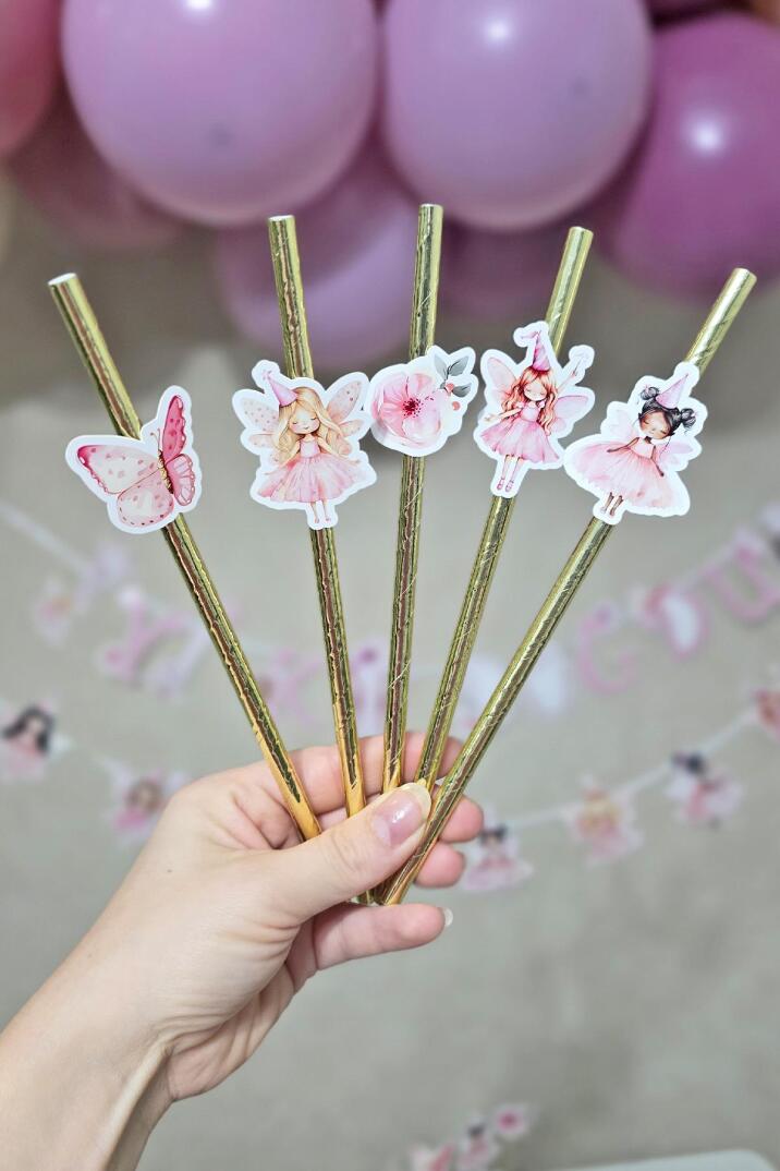 Peri Kızı Tema Pipet Süsleri 10lu Lüks Pipet Paketi - 1
