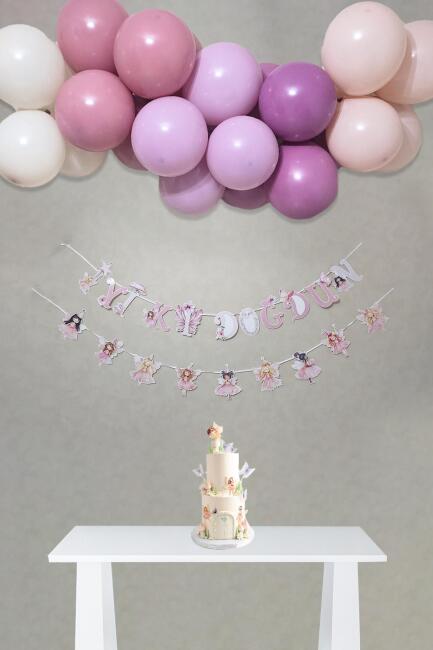 Peri Kızı Temalı Doğum Günü Süsleme Seti Bannerlı Balon Zinciri Seti - 1