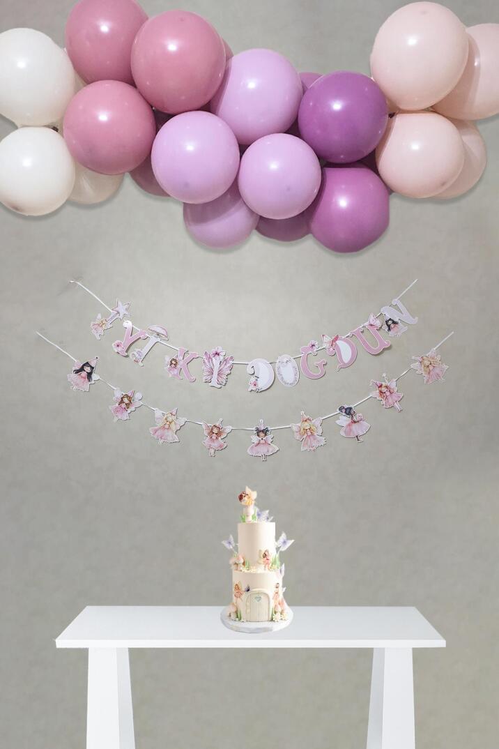 Peri Kızı Temalı Doğum Günü Süsleme Seti Bannerlı Balon Zinciri Seti - 1
