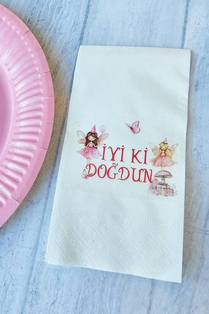 Peri Kızları Doğum Günü Peri Kızı Konsept Baskılı Peçete 20li - 2