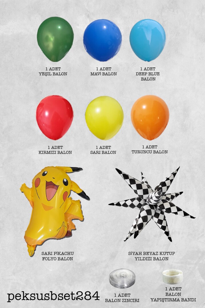 Pikachu ve Kutup Yıldızlı Pokemon Tema Balon Seti Set284 - 2