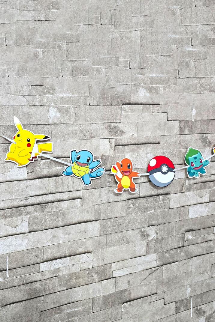 Pokemon Konsept Banner Pokemon Tema Doğum Günü Süsleri - 2