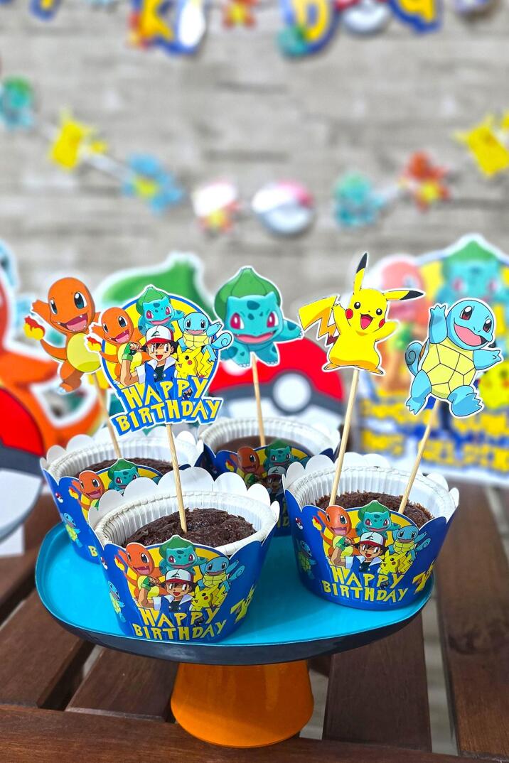 Pokemon Konsept Kürdan Süsleri Cupcake Süsleri Lüks Büyük Boy 10lu Paket - 2