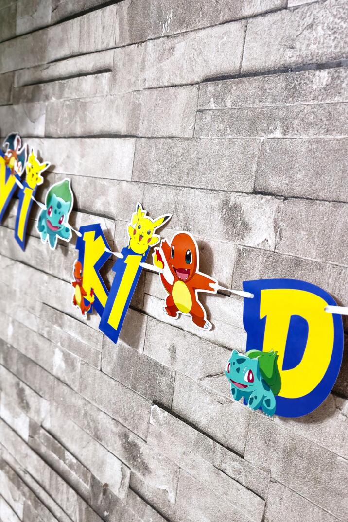 Pokemon Tema Doğum Günü İyi Ki Doğdun Banner Kalın Kart Uzun Banner  - 2