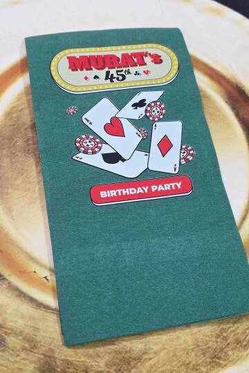 Poker Konsept Yeşil Baskılı Peçete - 4