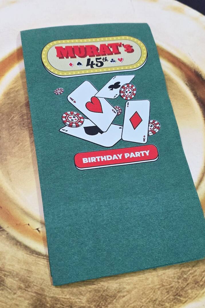 Poker Konsept Yeşil Baskılı Peçete - 4