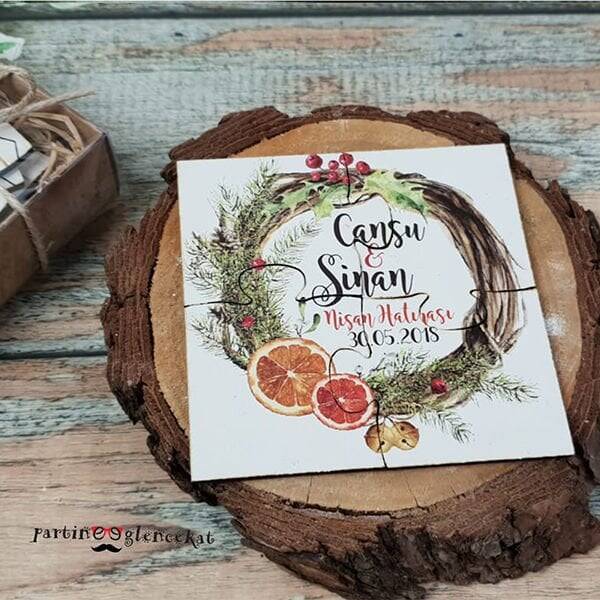 Portakal Çam Konsept Ahşap Puzzle Magnet - 1