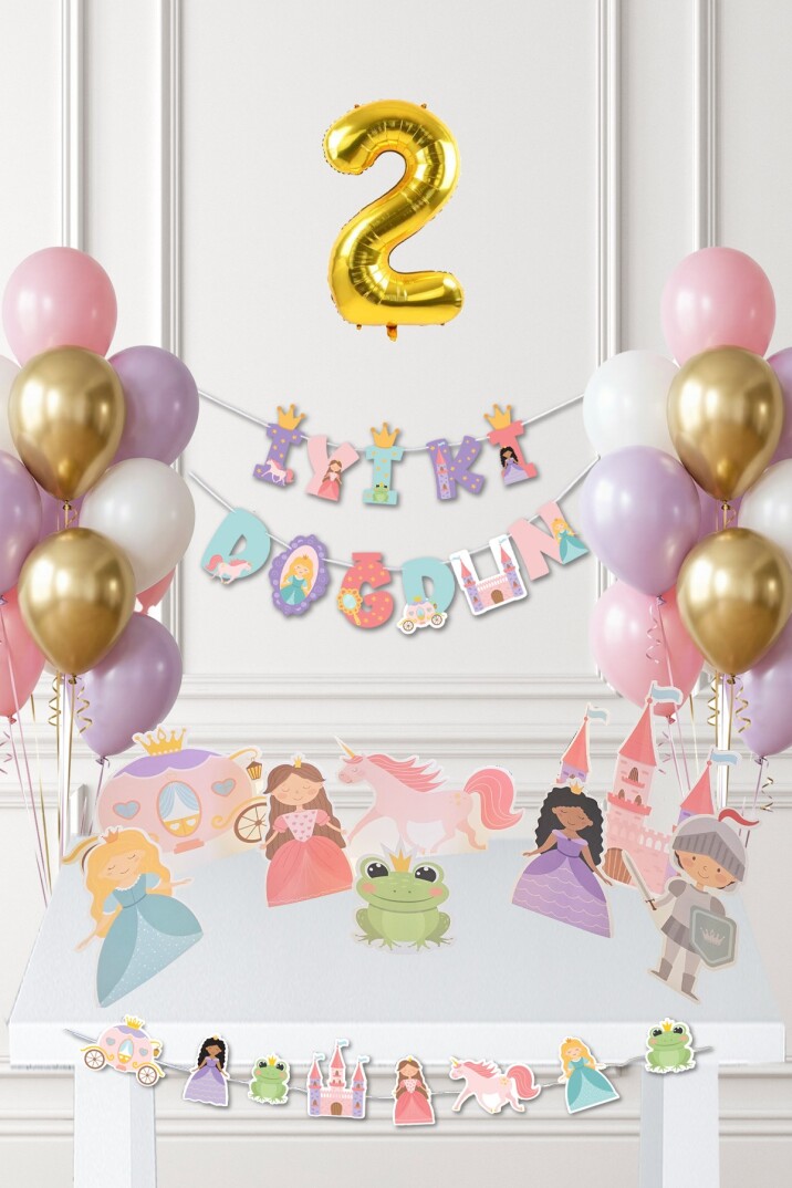 Prenses Doğum Günü Parti Süsleme Seti Balon Zinciri - 5