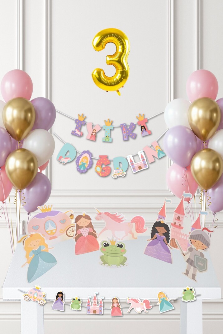 Prenses Doğum Günü Parti Süsleme Seti Balon Zinciri - 9