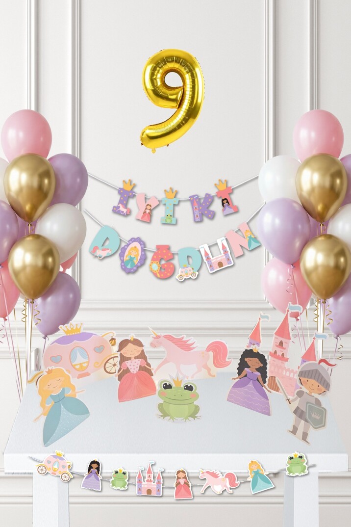 Prenses Doğum Günü Parti Süsleme Seti Balon Zinciri - 33