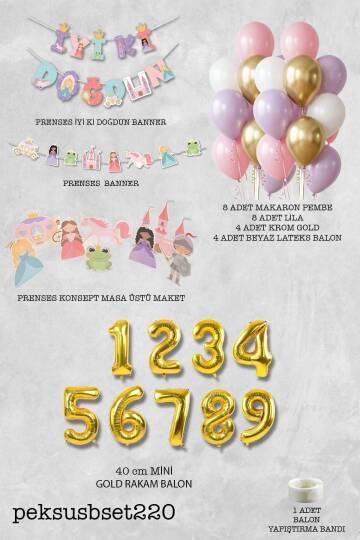 Prenses Doğum Günü Parti Süsleme Seti Balon Zinciri - 2