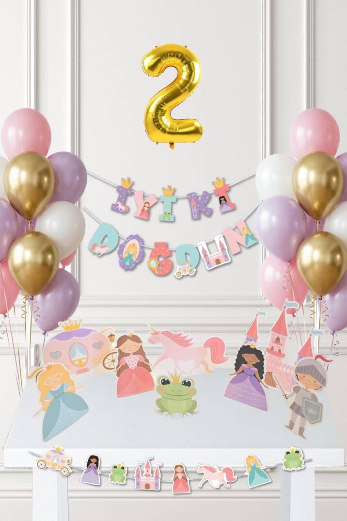 Prenses Doğum Günü Parti Süsleme Seti Balon Zinciri - 5