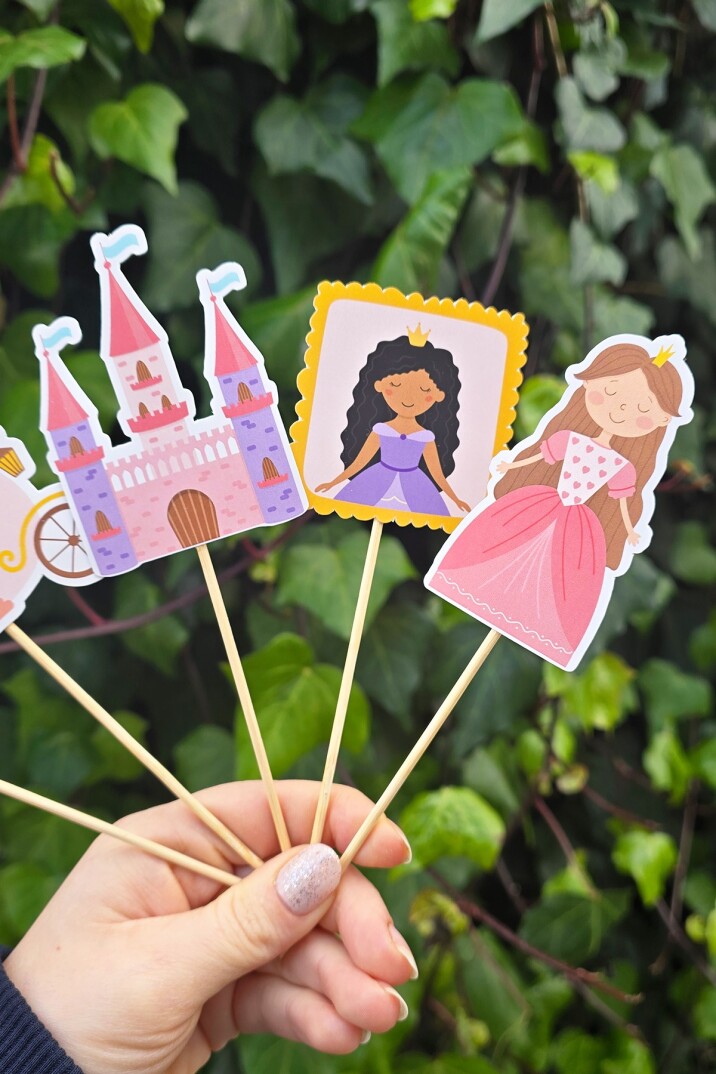 Prenses Tema Kürdan Süsleri Lüks Büyük Boy 10lu Paket - 2