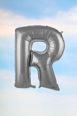 R Harfi Gümüş Folyo Balon 100 cm 40 inç 1 Metre Silver - 1