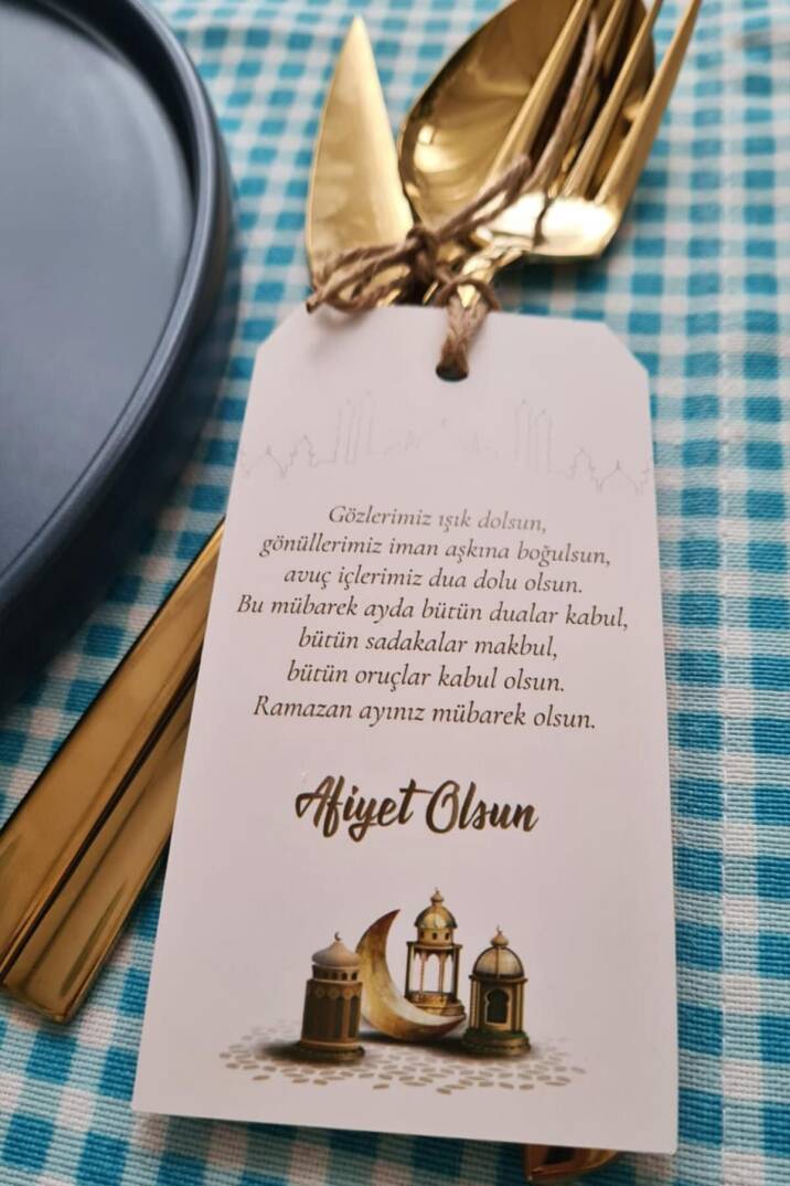 Ramazan Çatal Bıçak Sofra Süsü İpli Kart Süsler 10lu Paket - 2