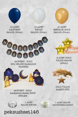Ramazan Masa Süsleme Seti Ev Okul Ramazan Süslemeleri Bannerlı Balonlu Maketli Paket - 2