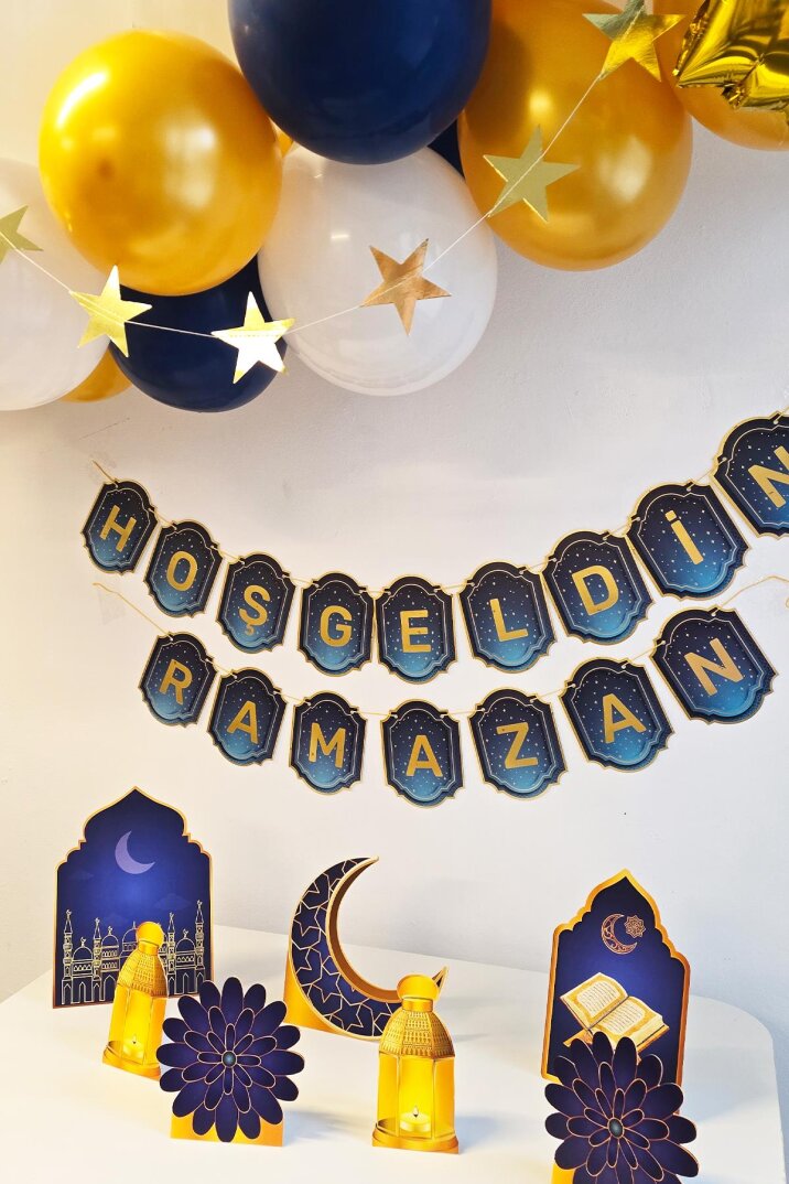 Ramazan Masa Süsleme Seti Ev Okul Ramazan Süslemeleri Bannerlı Balonlu Maketli Paket - 3