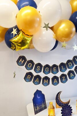 Ramazan Masa Süsleme Seti Ev Okul Ramazan Süslemeleri Bannerlı Balonlu Maketli Paket - 4