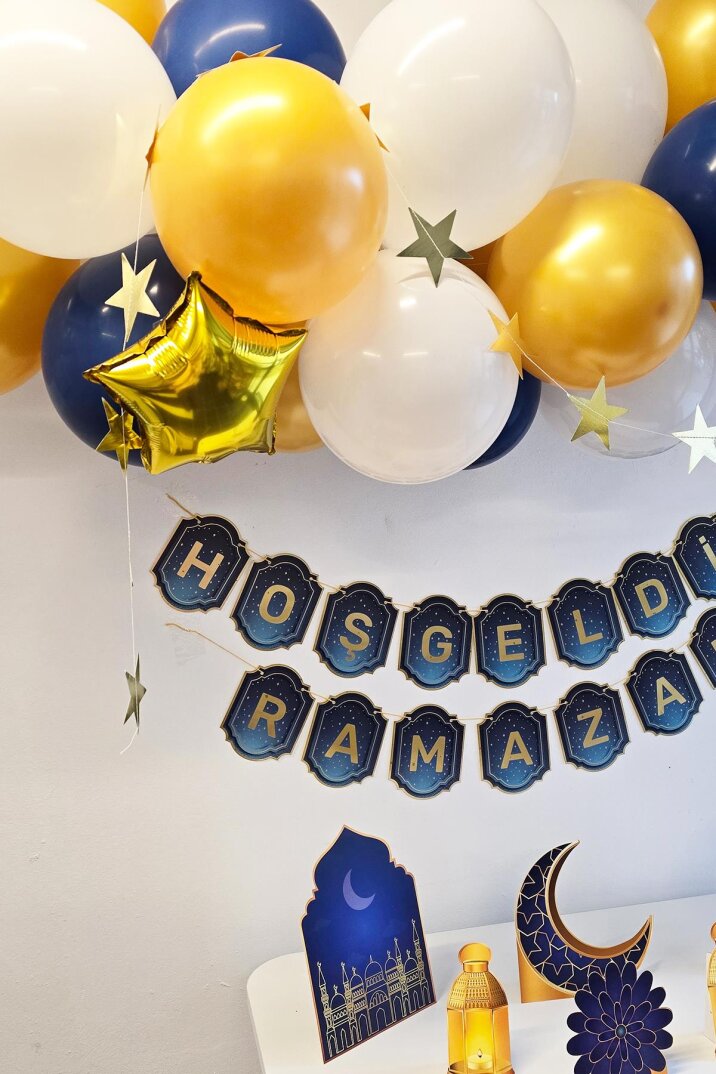 Ramazan Masa Süsleme Seti Ev Okul Ramazan Süslemeleri Bannerlı Balonlu Maketli Paket - 4