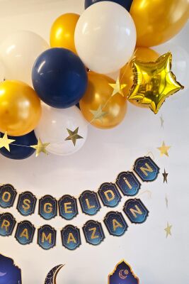 Ramazan Masa Süsleme Seti Ev Okul Ramazan Süslemeleri Bannerlı Balonlu Maketli Paket - 5