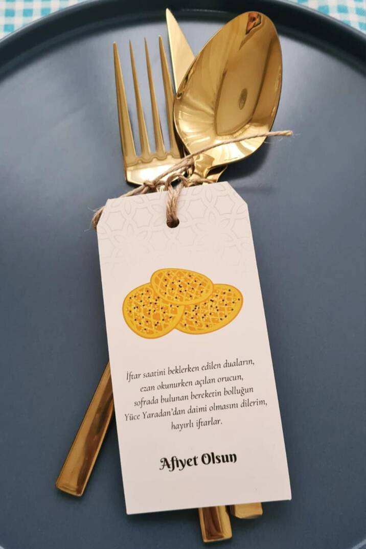 Ramazan Sofra Süsü Çatal Bıçak İpli Kart Süs Pideli Afiyet Olsun 10lu Paket - 2