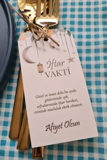 Ramazan Sofra Süsü Çatal Bıçak İpli Kart Süsler 10lu Paket - 2