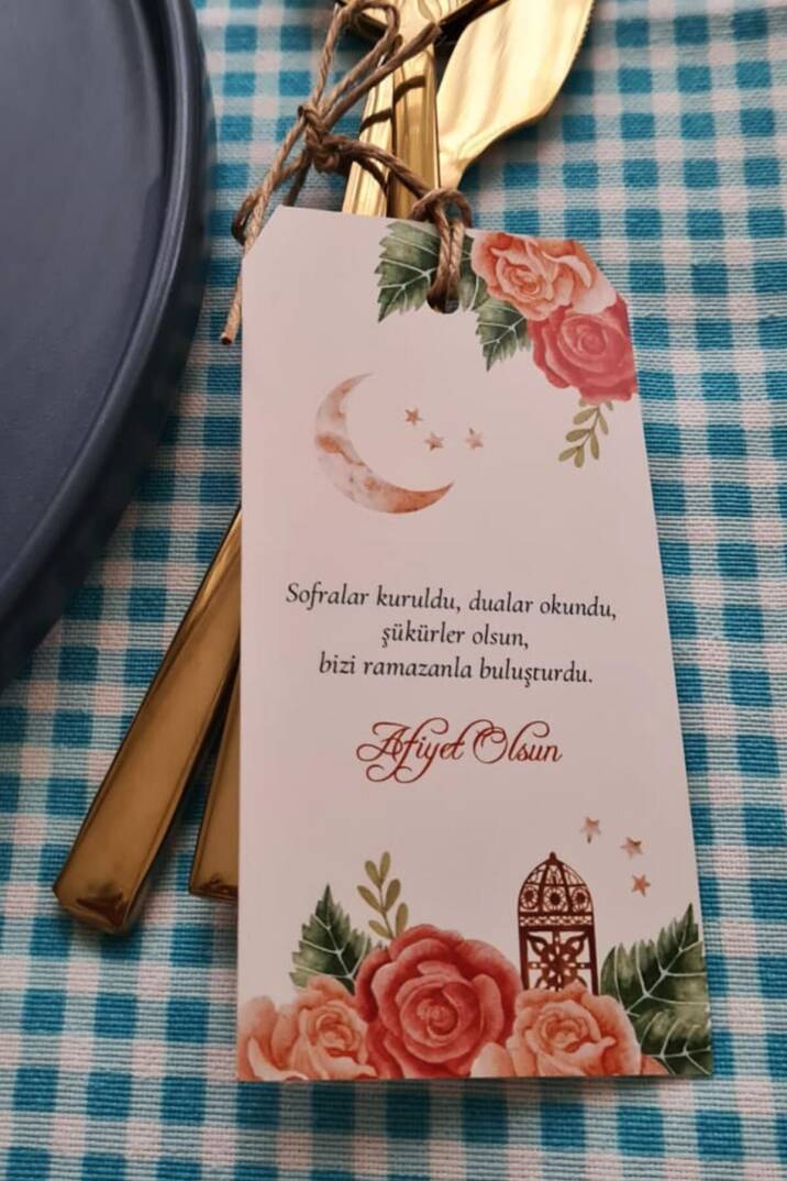 Ramazan Sofra Süsü Çatal Bıçak İpli Kart Süsler 10lu Paket - 1